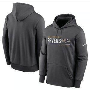 Men's Nike Anthracite Baltimore Ravens Prime Logo Name Split Pullover Hoodie, XL